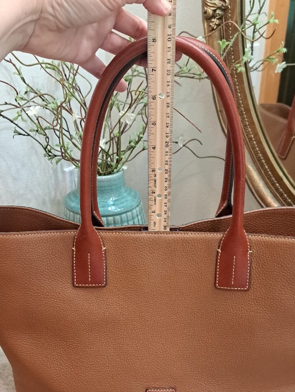 Dooney & Bourke Pebble Leather Tote in Cognac with Dark Brown Handles - Picture 11 of 11